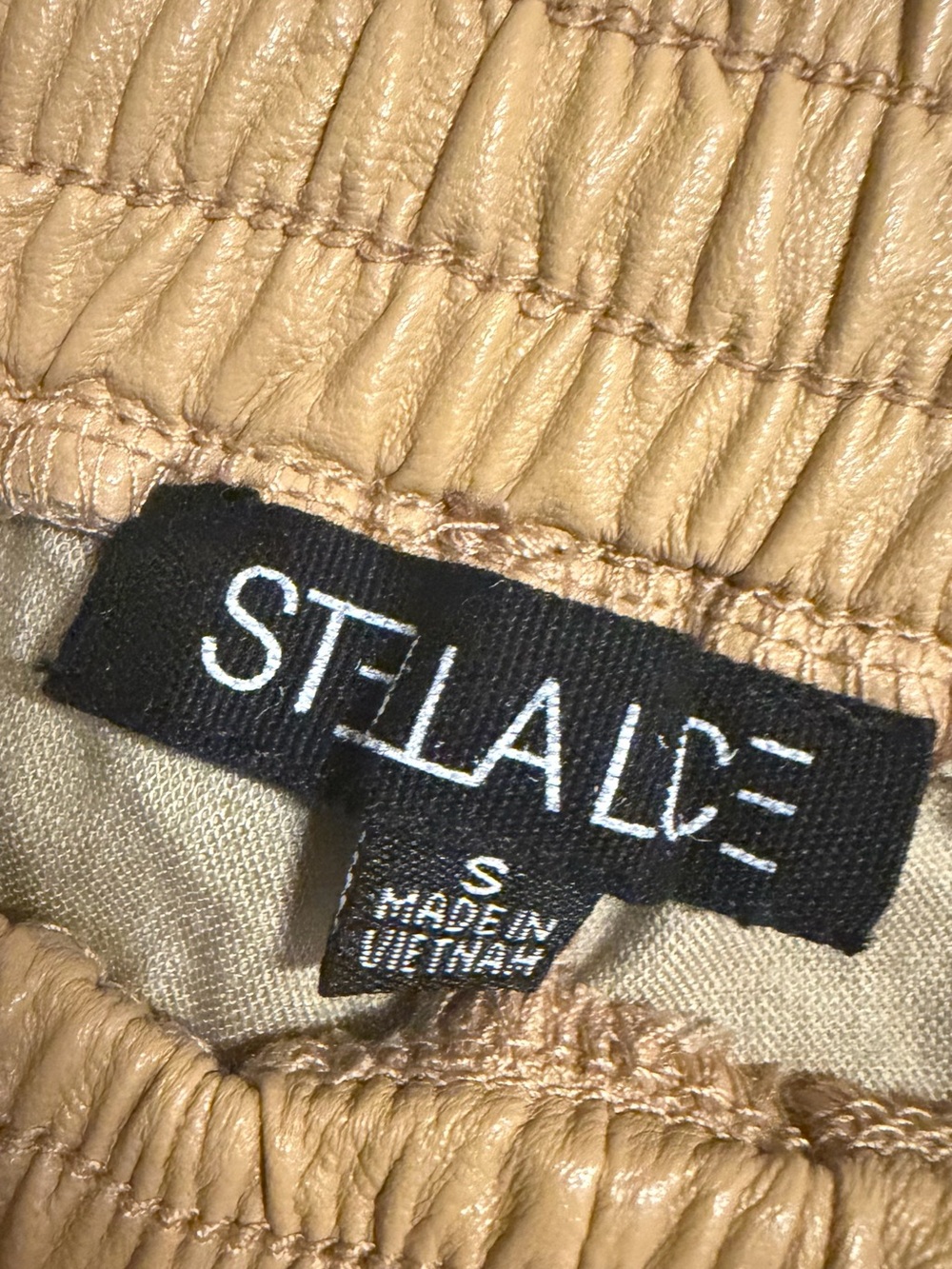 Stella Luce Camel Faux Leather Jogger Pants Size Small - Picture 6 of 16